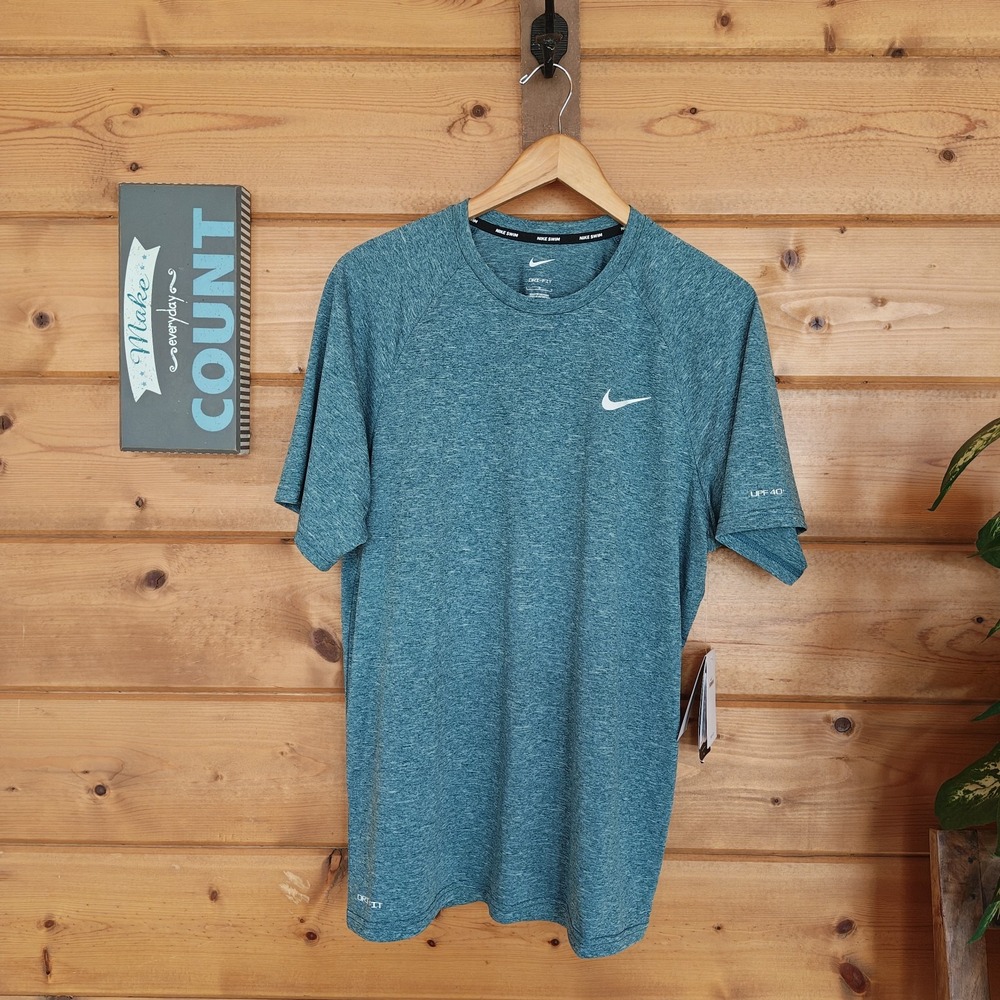 Nike NWT Dri-Fit Short Sleeve Hydroguard Swim T-Shirt UPF 40+ NESSA589-304 Sz L